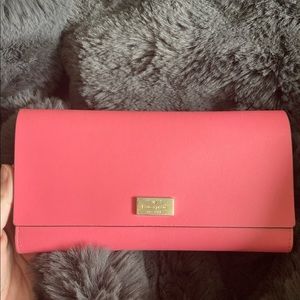 KATE SPADE smooth leather pink wallet!